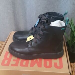 Black High-Top Boots with Colorful Accents
